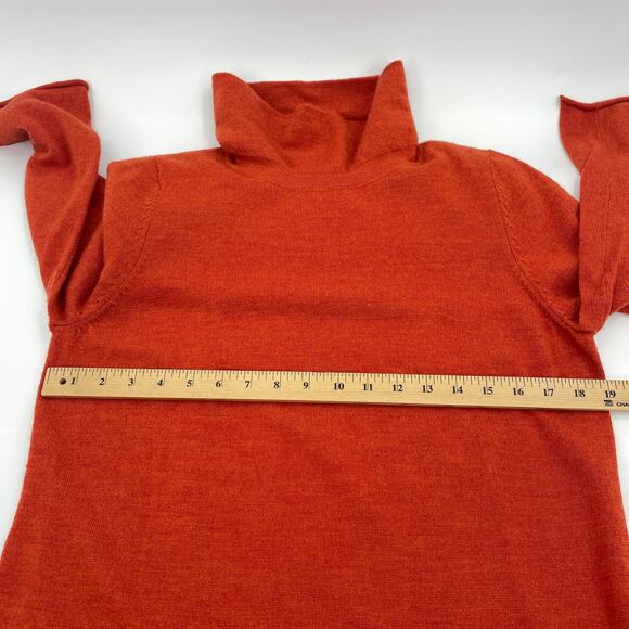 SARAH SPENCER Merino Wool Knit Sweater Top Size XL Rust Orange Turtle Cowl Neck - Picture 6 of 7